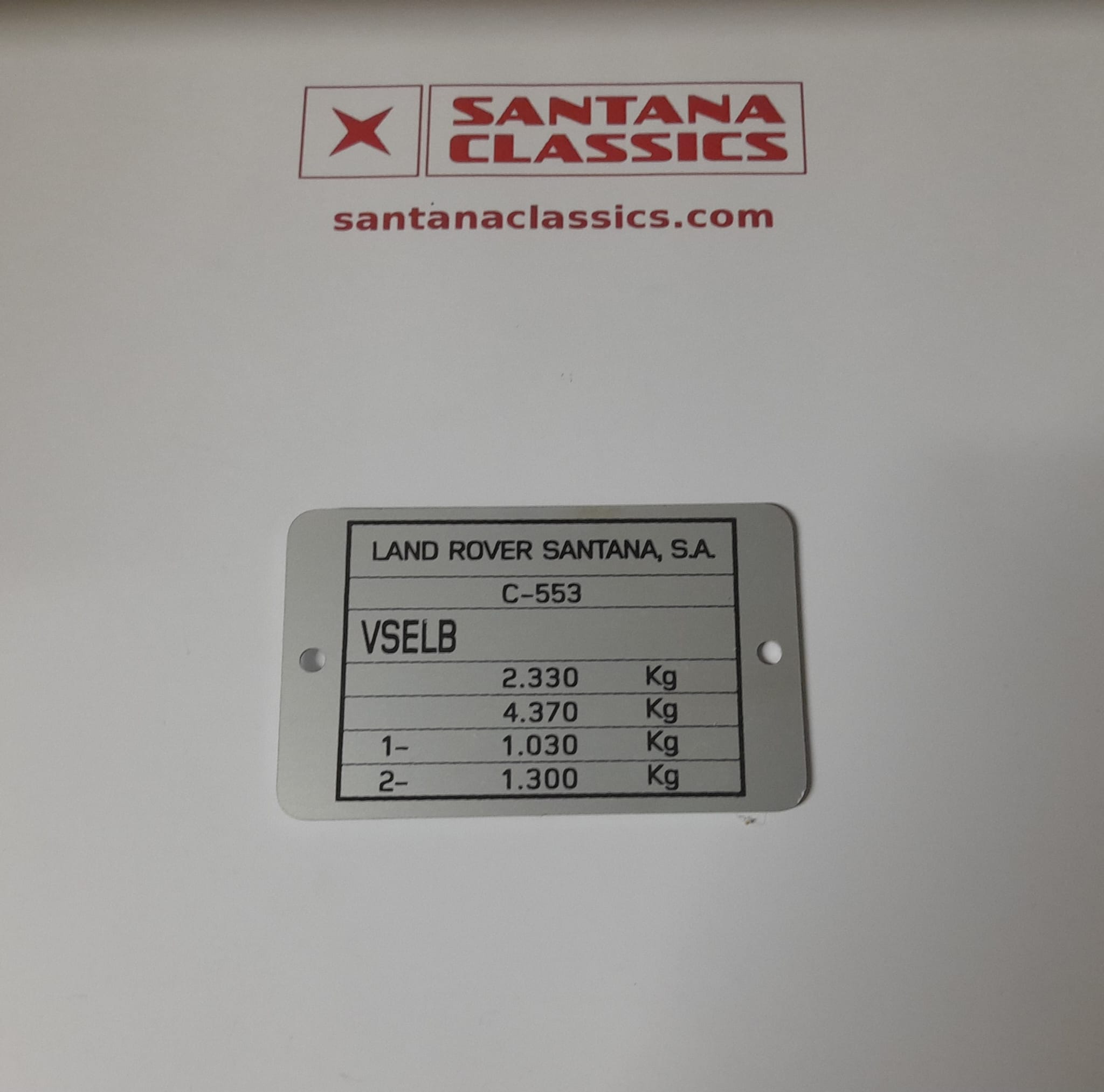 Placa de fabricante land rover santana s.a. vselb